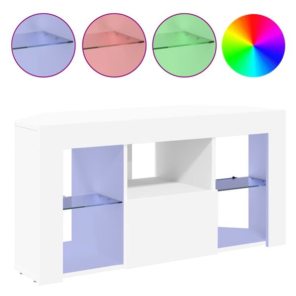 vidaXL Kampinė LED televizoriaus spinta Balta 100 x 40 x 50 cm