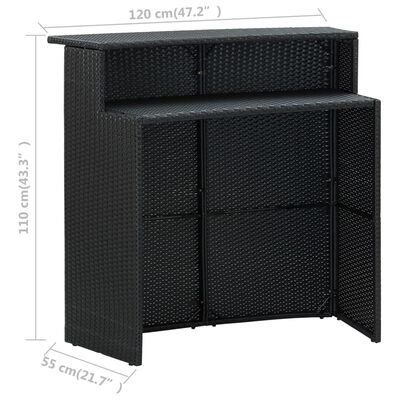 vidaXL Sodo baro baldų komplektas, 3 dalių, juodos spalvos