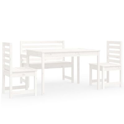 vidaXL Sodo valgomojo baldų komplektas, 4 dalių, baltas, pušis