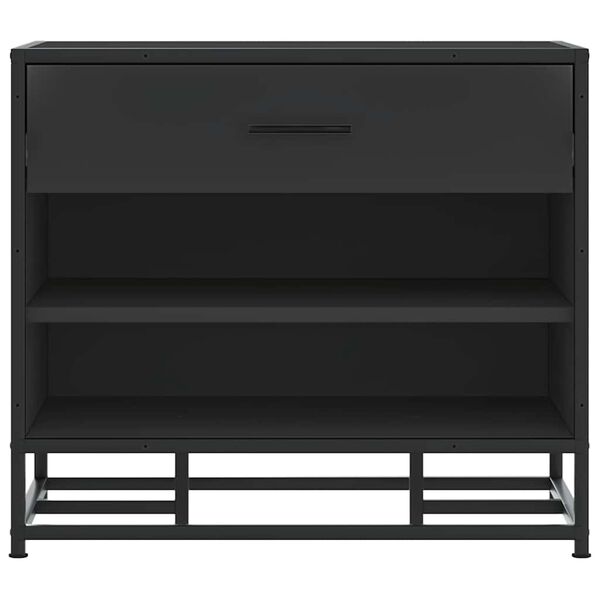 vidaXL Batų suolas Juodas 60x40x53,5 cm Mediena ir metalas