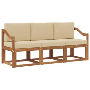 vidaXL Lauko sofos komplektas su pagalve 3 pcs Natūralus ir bežinis