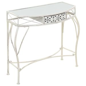 vidaXL &Scaron;oninis staliukas, baltas, 82x39x76cm, metalas, prancūzi&scaron;kas