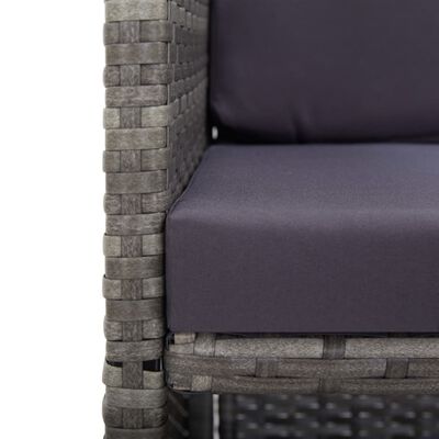 vidaXL Bistro komplektas su pagalvėlėmis, 3 dalių, pilkas, poliratanas