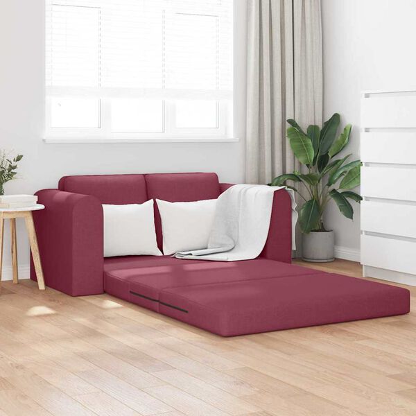 vidaXL Sofa lova 60cm Vyno raudona audinys