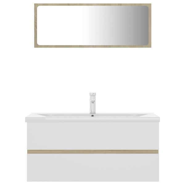 vidaXL Vonios kambario baldų komplektas, baltos ir ąžuolo spalvos, MDP