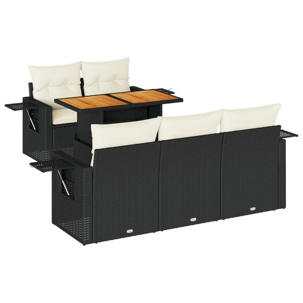 vidaXL Sofos komplektas su pagalvėlėmis, 6 dalių, juodas, poliratanas