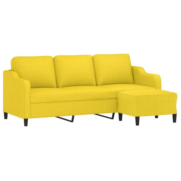 vidaXL Trivietė sofa su pakoja, &scaron;viesiai geltona, 180cm, audinys