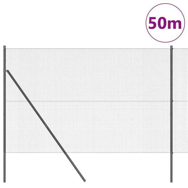 vidaXL Tvorelės stulpas Pilka 50 x 1,5 m (12 x 12 mm tinklas)