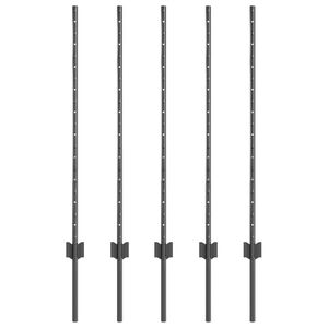 vidaXL Įmontuotas tvoros stulpas 5 vnt. Pilka 140 cm