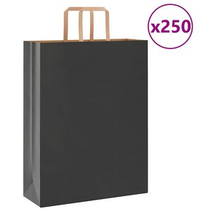 vidaXL Popieriniai mai&scaron;eliai 250vnt. su rankenomis, juodas, 32x12x42cm