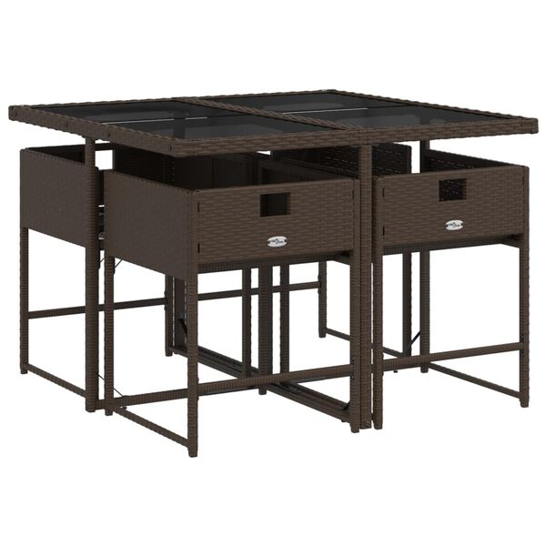 vidaXL Sodo komplektas su pagalvėlėmis, 5 dalių, rudas, poliratanas