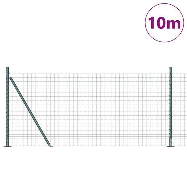 vidaXL Tvora su stulpais Žalia 0,8 x 10 m Plienas ir PVC