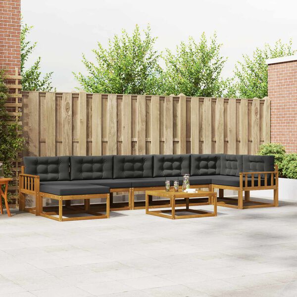 vidaXL Lauko sofos komplektas su pagalve 8 pcs Natūralus ir antracitas