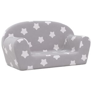 vidaXL Vaiki&scaron;ka dvivietė sofa, pilka, mink&scaron;tas pliu&scaron;as, su žvaigždėmis