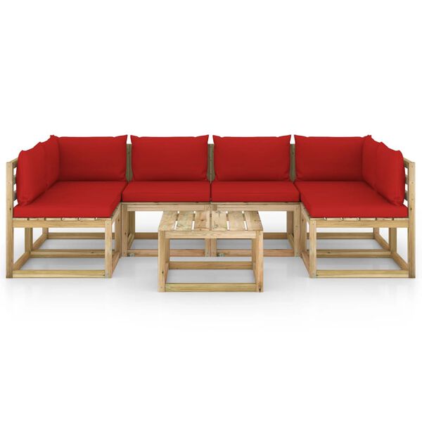 vidaXL Sodo komplektas su pagalvėlėmis, 7 dalių, impregnuota pu&scaron;is