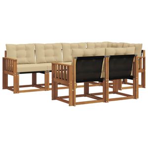 vidaXL Lauko sofos komplektas su pagalve 7 pcs Natūralus ir bežinis