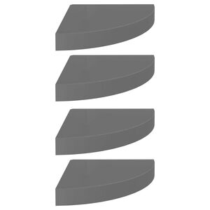 vidaXL Pakabinamos kampinės lentynos, 4vnt., pilkos, 25x25x3,8cm, MDF