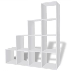 vidaXL Knygų lentyna, laiptų forma, 142cm, balta