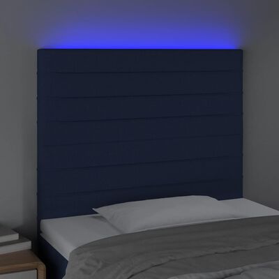 vidaXL Galvūgalis su LED, mėlynos spalvos, 100x5x118/128cm, audinys