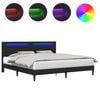 vidaXL Lovos rėmas su LED juostelėmis Juoda 180 x 200 cm Dirbtinė oda