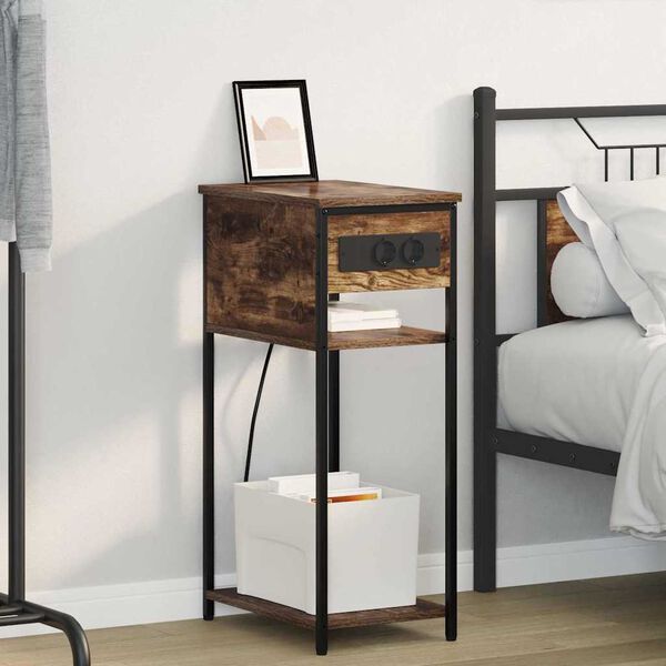 vidaXL &Scaron;alia lovos spintelė Rūkyta ąžuolas 41 x 28 x 76 cm