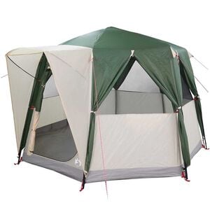 vidaXL Kempingo palapinė 3 asmenims Žalia ir balta 320 x 320 x 203 cm