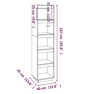 vidaXL Spintelė knygoms/kambario pertvara, 40x35x167cm, pušies masyvas