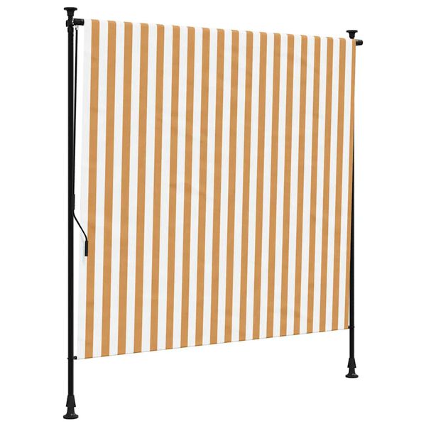 vidaXL Lauko roletas, oranžinis/baltas, 200x270cm, audinys ir plienas