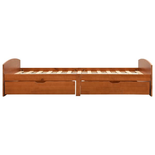 vidaXL Lovos rėmas su 2 stalčiais, medaus rudas, 90x200cm, pušis