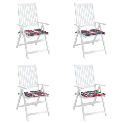 vidaXL Sodo kėdės pagalvėlės, 4vnt., 40x40x3cm, audinys, languotos