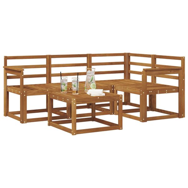 vidaXL Lauko sofos komplektas 5 pcs Natūrali Kietos akacijos mediena