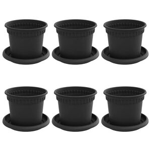vidaXL Augalų vazonai 6 pcs Juoda &Oslash; 12,5 x 10 cm Plastmasė