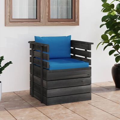 vidaXL Sodo krėslas su pagalvėlėmis , pušies mediena (315417+315056)