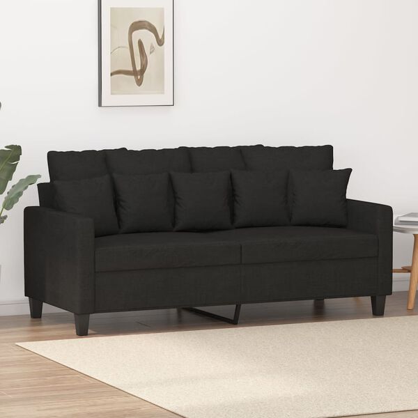 vidaXL Dvivietė sofa, juodos spalvos, 140cm, audinys