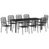 vidaXL Sodo valgomojo komplektas 9 pcs Juoda