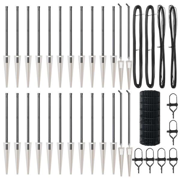 vidaXL Tvora su stulpais Pilka 0,6 x 50 m Plienas ir PVC