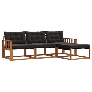vidaXL Lauko sofos komplektas su pagalve 4 pcs Natūrali ir juoda