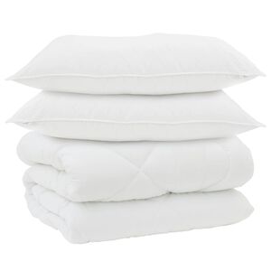 vidaXL Žiemos antklodė su pagalve 3 pcs Balta Mikropluo&scaron;tas