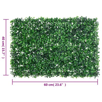  vidaXL Dirbtinių krūmų lapų tvoros, 6vnt., žalios, 40x60cm