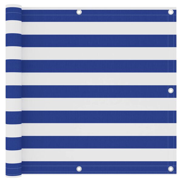 vidaXL Balkono pertvara, balta ir mėlyna, 90x500cm, oksfordo audinys