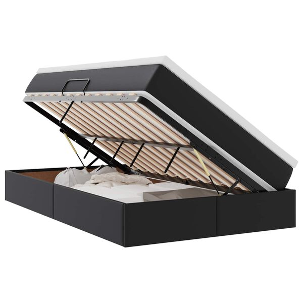 vidaXL Lova su daiktų laikymo vieta ir čiužiniu Juoda 120 x 200 cm