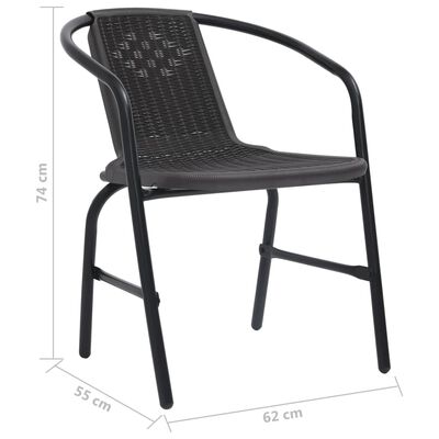 vidaXL Sodo kėdės, 2vnt., plastikinis ratanas ir plienas, 110kg