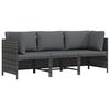 vidaXL Trivietė sodo sofa su pagalvėlėmis, pilkos spalvos, poliratanas