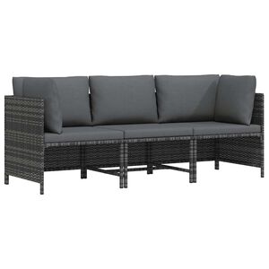 vidaXL Trivietė sodo sofa su pagalvėlėmis, pilkos spalvos, poliratanas