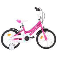 vidaXL Vaikiškas dviratis, juodos ir rožinės spalvos, 16 colių ratai