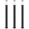vidaXL Ap&scaron;vietimo stulpeliai su jutikliu ir lizdu, 3 vnt., 110 cm, juodi, IP44