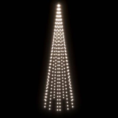 vidaXL Kalėdų eglutė ant vėliavos stiebo, 300cm, 310 šaltų baltų LED
