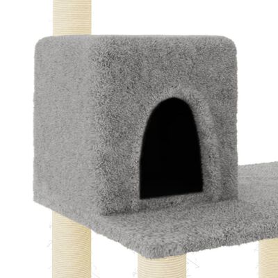 vidaXL Draskyklė katėms su stovais iš sizalio, šviesiai pilka, 118,5cm