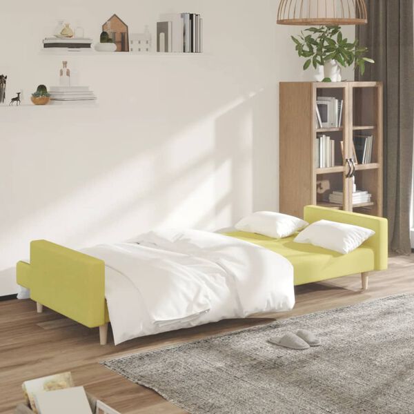 vidaXL Dvivietė sofa-lova, žalios spalvos, audinys