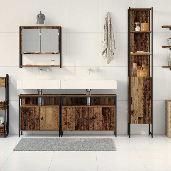 vidaXL Vonios baldų rinkinys 4 pcs Senovinis medis Apdirbta mediena